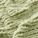 Chunky Knit Throw Blanket, 30''*40'' Knitted Throw Chenille Yarn for Bed Couch, Handmade Light Green Crochet Big Thick Blanket, Machine Washable Cute Comfy Blanket for Home Decor by CozyNest Decor