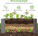 Land Guard 8x4x3ft Oval Galvanized Raised Garden Beds, Large-Capacity Metal Planter Box Outdoor, Durable Deep Raised Garden Bed 3ft Tall, Raised Beds for Gardening Vegetables, Modern Gray by CozyNest Decor