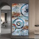 Arjun Abstract Wall Art Geometric Canvas Circle Painting Modern Grey Brown Picture Simple Artwork Framed for Bedroom Living Room Bathroom Home Office Wall Décor, Large Size 48"x24" by CozyNest Decor