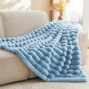 BEDELITE Faux Rabbit Fur Blanket, Luxurious 3D Striped Spring Blanket for Decor & Gift, Soft and Warm Plush Fluffy Faux Fur Throw Blanket All Seasons Suitable, (Light Blue, 50"x 60") by CozyNest Decor