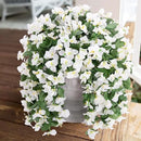 Faux Bougainvillea Artificial Flowers Plants for Outdoors Outside Decoration, 2 PCS White Fake Flowers UV Resistant Look Real Silk Long Trailing Vines for Front Door Porch Planter Patio Garden Yard by CozyNest Decor