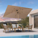 PURPLE LEAF 6.5' x 10' Patio Umbrella Outdoor Table Umbrella Aluminum Market Umbrella with Push Button Tilt & 8 Sturdy Ribs and Crank Rectangular Sun Umbrella for Pool Backyard Beach, Taupe by GreenHaven Gardens