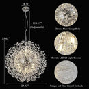 Dandelion Crystal Chandelier with Chrome, Modern Large Sputnik Hanging Lamp, Sunflower Beaded Pendant Light Fixtures High Ceiling for Living Room Bedroom Dining Room (Chrome 16Lights) by CozyNest Decor