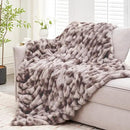 Ultra Soft Luxury Faux Fur Throw Blanket for Counch,Fuzzy Fluffy Plush Warm Cozy Elegant Wrinkled Blanket for Sofa Bedroom Living Room,（50"x60",Tie-dye Taupe） by CozyNest Decor