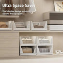 Stackable Plastic Storage Basket Closet Organizer Bin Foldable Clothes Organizer Storage Drawer Shelf Container for Living Room Bathroom Kitchen Office Laundry Room by CozyNest Decor