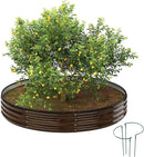 Galvanized Metal Planter Round Raised Garden Bed Kit for Gardening Outdoor Grow Garden Box Raised Flower Bed Round Galvanized Planter Outdoor Brown 1PC by GreenHaven Gardens