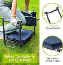 ikkle Garden Kneeler and Seat Gardening Stool Kneeler Folding Gardening Bench with Thicker Detachable Kneeling Pad and Tool Store Pouches (Blue) by GreenHaven Gardens
