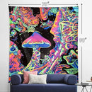 ADDWel Blacklight Mushroom Tapestry, Upright Tapestry Glow In The Dark, UV Reactive Black Light Tapestries Posters Wall Hanging for Backdrop Bedroom Dorm Living Room Decor(70"x90") by CozyNest Decor