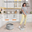 KZKR Spin Mop and Bucket Set with Self Separation Dirty and Clean Water System, Self Wringing 360° Rotating Square Mop Head for Home Floors Cleaning (1.0 Mop and Bucket Set (4 Pads))