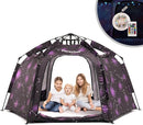 Portable Hexagon Kids Play Tent with LED Strip Lights Indoor Children Play House Easy Set-up Space Dream Tent for Night.4-5 Person Large Tents & Birthday Gifts by TinyTreasures Baby Boutique