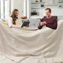 PHF 100% Cotton Waffle Blanket Oversized King 120"x120", Lightweight Breathable Extra Large 10'x10' Summer Blankets for Bed, Giant Big Luxury Aesthetic Woven Bedding for Home Decor, Oatmeal by CozyNest Decor