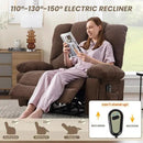 Oversized Power Recliner Chair 350lb with Hidable Cup Holders, Extra Wide Large Big Electric Recliner Chair with Lumbar Support Pillow Nursery Chair Living Room (Power, BROWN-6001) by CozyNest Decor