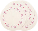 Whaline 4Pcs Round Placemats White Pink Bow Embroidered Place Mats Coquette Bowknot Heart Dinner Table Mats for Home Wedding Baby Shower Birthday Party Decor by CozyNest Decor
