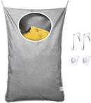 KEEPJOY Hanging Laundry Hamper Bag with Free Adjustable Stainless Steel Door 2 PCs Suction Cup Hooks, Best Choice for Holding Dirty Clothes and Saving Space, Grey by CozyNest Decor