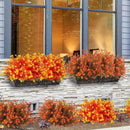 12 Bundles Artificial Fall Flowers No Fade Faux Autumn Plants, Fake Indoor Outdoor Greenery Decorations for Thanksgiving Christmas Wedding Party Home Garden Fireplace Décor (Fall Orange) by CozyNest Decor
