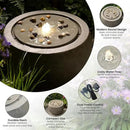 Garden Water Fountain Outdoor Large Round Bubbler Water Feature Indoor with Lights & Pump and Pebbles Concrete Effect for Patio Pool Pond Yard Home Decor Gray, 25 "L X 25" W X 17.5" H by GreenHaven Gardens