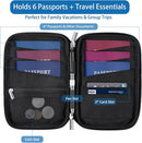 WALNEW Passport Holder for Travel Family, RFID-Blocking Travel Wallet Holder for 6 Passports, Water Resistant Bag Document Organizer for Cards, Cash, Boarding Passes, Tickets (Black) by TinyTreasures Baby Boutique