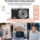 Digital Camera FHD 4K Kids Camera 44MP with 64GB SD Card 2 Batteries Autofocus 16X Digital Zoom Compact Portable Point and Shoot Digital Small Vintage Camera for Teens Boys Girls Students (Black) by TinyTreasures Baby Boutique