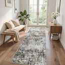 Runner Rug for Hallways Kitchen 2'6"x8' Washable, Non Slip Carpet 8ft Area Rugs Entryway Rubber Backed 8 Feet Neutral Abstract Modern Low Pile Indoor Black Gold by TinyTreasures Baby Boutique