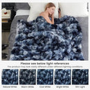 Cozy Bliss Faux Fur Throw Blanket for Couch, Fuzzy Soft Plush Thick Bubble Blanket for Sofa Bedroom Living Room, 90 * 90 Inches Tie Dye Blue by CozyNest Decor