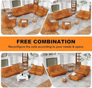 Full Foam Loveseat Sofa,Adults Bean Bag Chairs Floor Couch with Soft Waterproof Fabric,Armless Fireside Lounge Chair for Living Room,Apartment and Office (DarkOrange) by CozyNest Decor