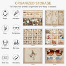 AKOZLIN 6-Tier Jewelry Box Organizer Functional 5 Drawers Leather Jewelry Storage Case for Women Girls Ring Necklace Earring Bracelet Holder Organizer with Mirror White by TinyTreasures Baby Boutique