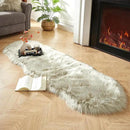 AMTOVO Faux Sheepskin Rug, Light Grey Ultra Soft Fluffy Shag Area Rug, 2 x 6 ft Faux Fur Rug for Bedroom Sofa Throw Cushion Room Decor, Sheepskin by CozyNest Decor