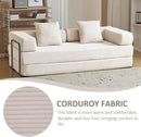 Convertible Sleeper Sofa Bed, Compression Folding Sofa with Pillow, No Assembly Required, Shape Frame, Floor Sofas Lounge Couch for Living Room, Bedroom, Small Spaces(Corduroy, 77''W, Off-white) by CozyNest Decor