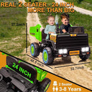 24V Ride On Dump Truck, 24inch-2 Seater Ride On Car for Kids w/Remote Control 4WD/2WD Up to 5 Mph, 24v Ride on Toys for Big Kids w/Electric Dump Bed Extra Shovel Traffic Cones (Green) by TinyTreasures Baby Boutique
