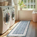 jinchan Runner Rug 2x7 - Machine Washable Dark Blue Vintage Floral Distressed Design Soft Non-Slip Low-Pile Ultra-Thin Runner Rug for Kitchen Hallway Laundry Room Entryway Farmhouse (2‘x7',Dark Blue) by TinyTreasures Baby Boutique