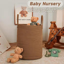 Large Woven Laundry Basket Hamper,80L Cotton Rope Storage Bin for Blankets,Toys and Clothes,Decorative Tall Nursery Hamper for Living Room,Baby Nursery,Bathroom and Bedroom,Golden Jute by CozyNest Decor