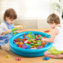 Pool Fishing Toys Games, Water Table Bathtub Toy with Inflatable Pool Pole Rod Net Plastic Floating Fish, Birthday Gifts for Kids Age 3 4 5 6 Year Old,Kids Outdoor Toys by TinyTreasures Baby Boutique