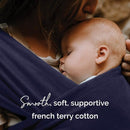 Boba Baby Wrap Carrier – Original Baby Sling Carrier for Newborns (7–35 lbs), Soft, Secure, Hands-Free & Ergonomic, Ideal for Comfortable Bonding, New Parents (Navy Blue) by TinyTreasures Baby Boutique