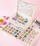 Earrings Jewelry Box for Girls, 5 Layers Jewelry Organizer with Earring Holder Organizer for Girls Earring Organizer Jewelry Boxes for Women Earrings and Necklaces Jewelry Box Organizer Beige by TinyTreasures Baby Boutique