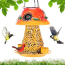 Mushroom Solar Bird Feeders for Outdoors Hanging Metal Wild Bird Feeder Garden Lantern with S Hook for Garden Decoration Orange by GreenHaven Gardens