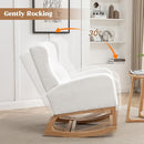 Rocking Chair Nursery, Nursing Rocking Chairs for Mom Nursery, Comfy Wingback Glider Rocking Armchair with Foot Rest and Side Pocket for Nursery Living Room Bedroom, Teddy White by TinyTreasures Baby Boutique