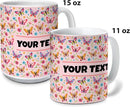 Personalized Mug for Kids - Butterflies - Custom Name/Text, Ceramic Hot Chocolate/Cocoa/Coffee Cup for Girls, Birthday/Christmas/Holiday Gift - 11 oz, Light Blue Handle by TinyTreasures Baby Boutique