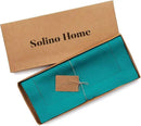 Solino Home Linen Teal Table Runner 132 Inches Long - 100% Pure Linen Extra Long Table Runner 14 x 132 Inch for Fall, Autumn - Classic Hemstitch by CozyNest Decor