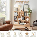 LEYAOYAO 10 Cube Bookshelf with Base,3 Tier Mid-Century Modern Grey Bookcase,Standing Wide Bookshelves Storage Organizer Shelf,Rustic Wood Display Cabinet Book Shelves for Bedroom,Living Room,Office by CozyNest Decor
