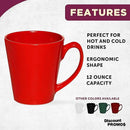 DISCOUNT PROMOS Glossy Ceramic Latte Coffee Mug 12 oz. Set of 10, Bulk Pack - Perfect for Tea, Espresso, Cappuccino, Hot Cocoa - Red by CozyNest Decor