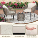 Kromax 3 Pieces Patio Rattan Bistro Conversation Set, Outdoor All-Weather Wicker Furniture Chairs and Side Table Set Ideal for Balcony, Porch and Backyard, Beige by CozyNest Decor