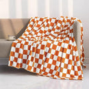 LOMAO Throw Blankets Flannel Blanket with Checkerboard Grid Pattern Soft Throw Blanket for Couch, Bed, Sofa Luxurious Warm and Cozy for All Seasons (Orange, 50"x60") by CozyNest Decor