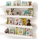 Nursery Book Shelves, 4-Pack White Floating Shelves for Wall Kids, Scalloped Shelves, Wall Book Shelves for Bedroom Kids, Toddler Room, Baby Room, Nursery Decor by TinyTreasures Baby Boutique