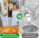 Cordless Immersion Blender Handheld, Rechargeable 4 In 1 Electric Hand Blender Stick Blender Variable Speed with Chopper, Beaker, Whisk, Stainless Steel Blade for Soup, Baby Food, Smoothies by TinyTreasures Baby Boutique