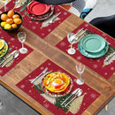 Red Christmas Tree Placemats Set of 4, 12x18 Inch Xmas Trees Snowflakes Winter Holiday Place Mats Seasonal Washable Linen Table Mat for Indoor Outdoor Kitchen Dining Party Decor by CozyNest Decor