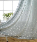 MIUCO Floral Embroidered Semi Sheer Curtains Linen Look Grommet Window Curtains for Bedroom 52 x 95 Inch 2 Panels, Sea Foam by CozyNest Decor