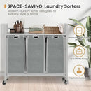 Laundry Hamper, Laundry Basket, Laundry Sorter with 3 Removable Bags, Clothes Basket with 3 Compartments, Wheels, Shelf for Laundry Room Bathroom Bedroom (3 Bags-Gray) by CozyNest Decor