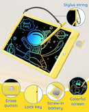 TEKFUN Toys for Girls Boys 10IN LCD Writing Tablet, Magic Doodle Board with Anti-Lost Stylus, Mess Free Coloring for Toddlers Drawing Pad, Toddler Travel Car Plane Trip Toys Gifts (Yellow) by TinyTreasures Baby Boutique