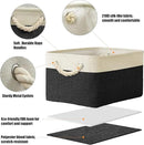 SIMPLE HOUSEWARE Large Fabric Storage Bin, 15.7" x 12" with Braided Handles, 3 Pack, Black by CozyNest Decor
