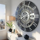 The Gears Clock Real Moving Gear Wall Clock England Line (Vintage Black, 36 inches (90 cm)) by CozyNest Decor